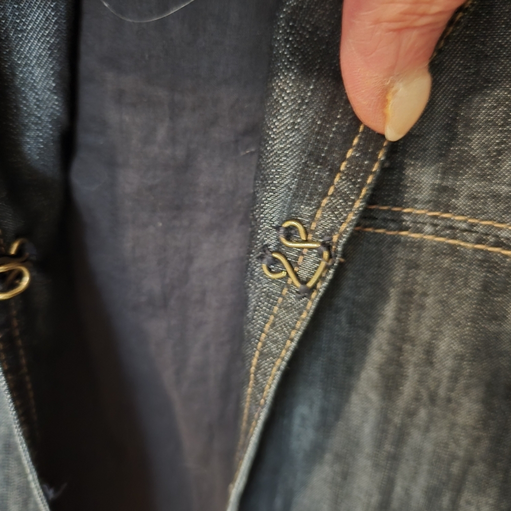 Chico's Dark Blue Embroidered Denim Jacket - Picture 6 of 10